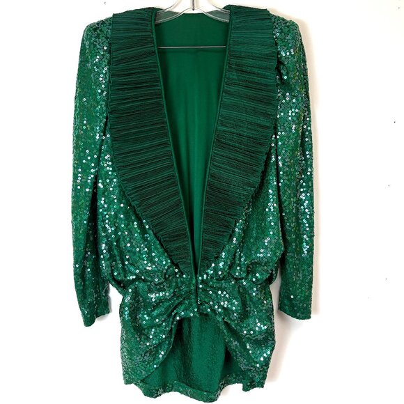 Emerald Green Sleeveless Sequin Dress W/Matching Jacket - Picture 1 of 15